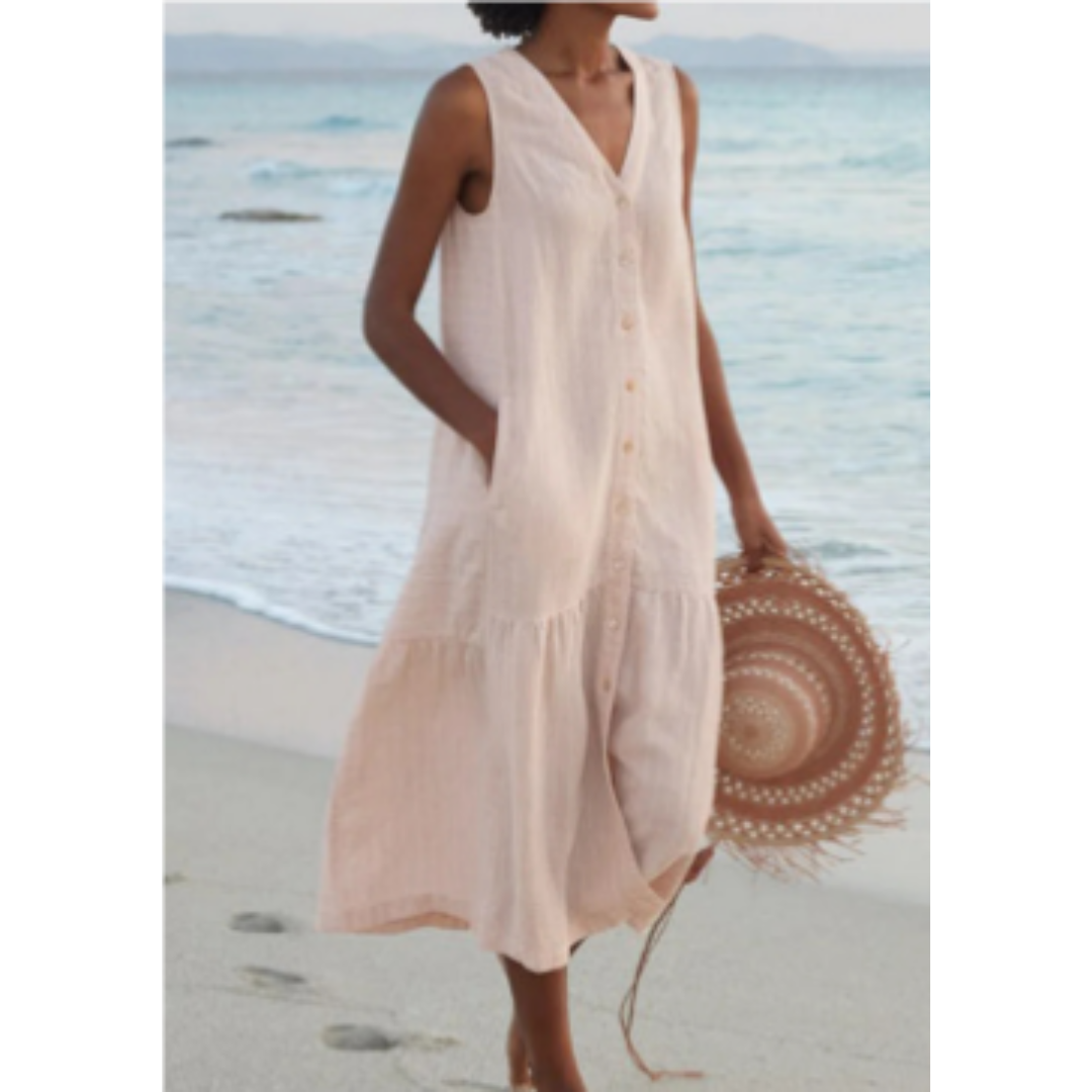 Summer dress with a button bar for women | Midi 5