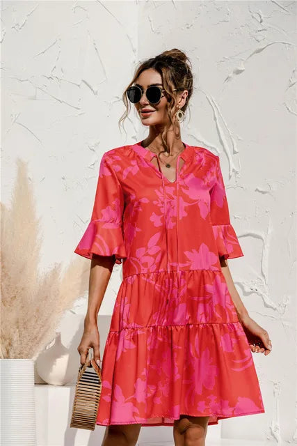 Summer dress with a deep waist for women | Mini 0