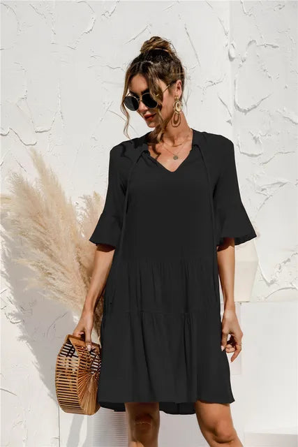 Summer dress with a deep waist for women | Mini 1
