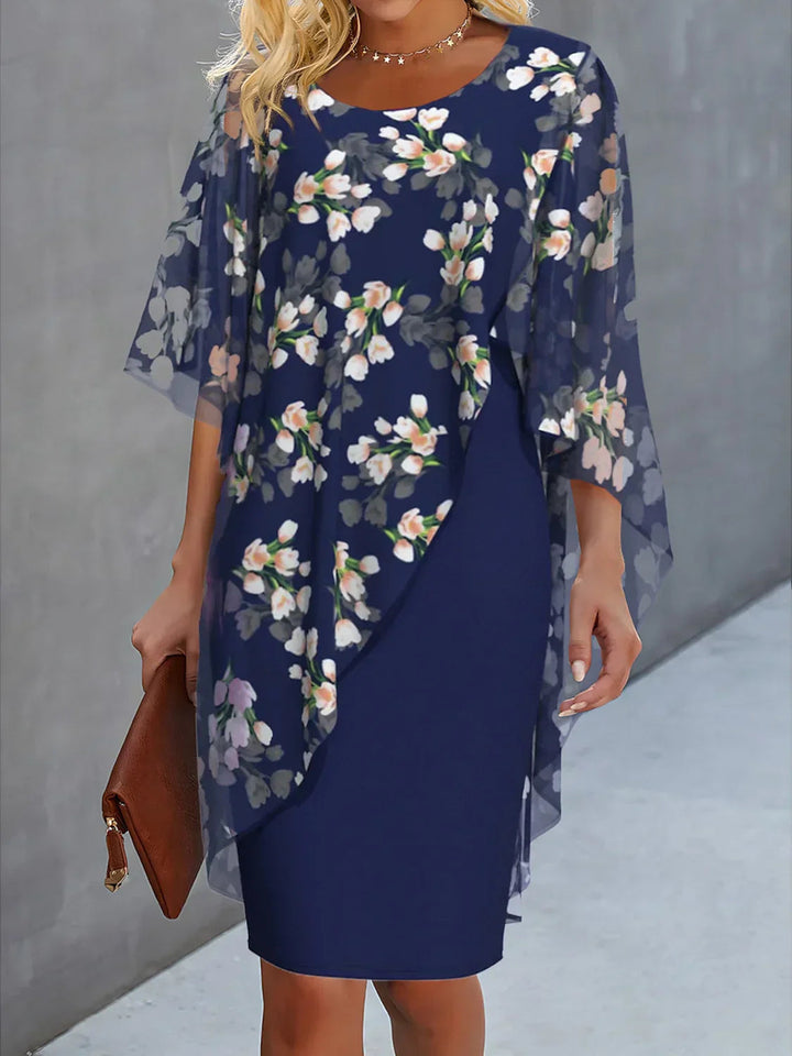 Summer dress with a flower pattern and overconf for women | Mini 0