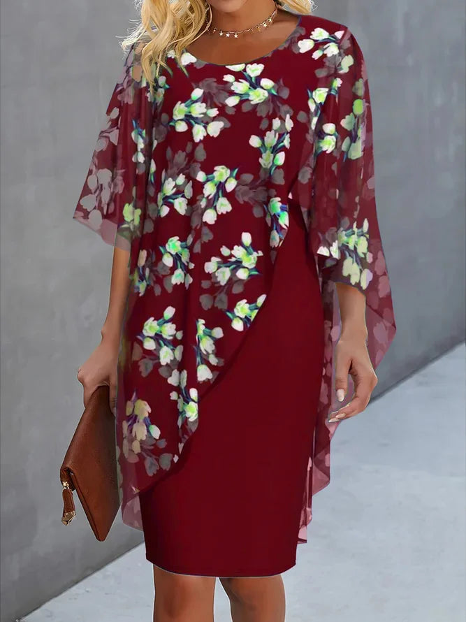 Summer dress with a flower pattern and overconf for women | Mini 3