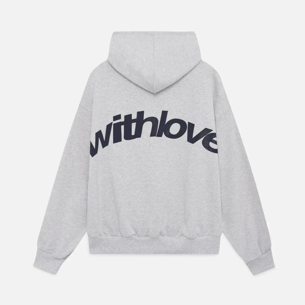 Sweater with a hood and stylish "with love" logo on the back 1