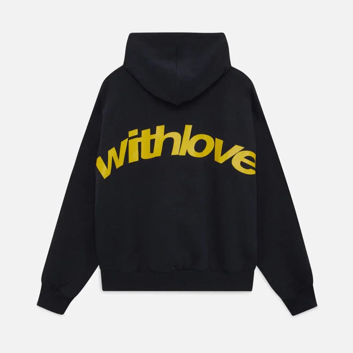 Sweater with a hood and stylish "with love" logo on the back 3