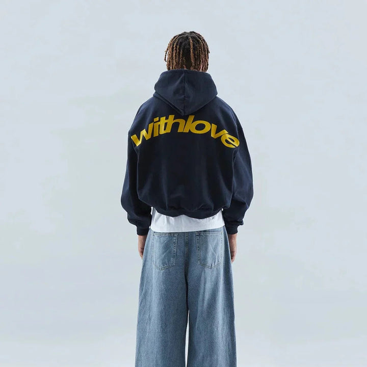 Sweater with a hood and stylish "with love" logo on the back 4