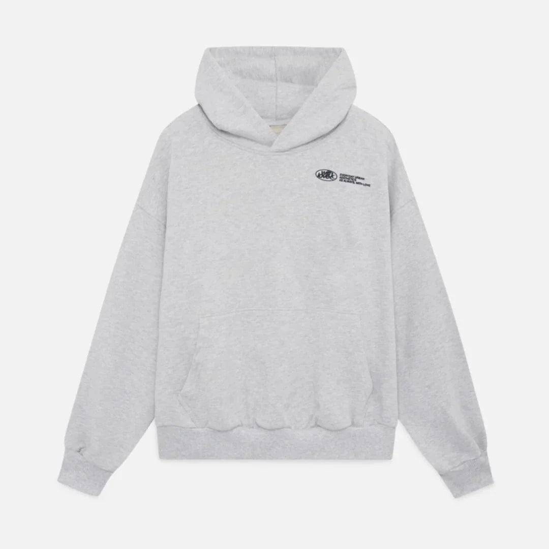 Sweater with a hood and stylish "with love" logo on the back 7