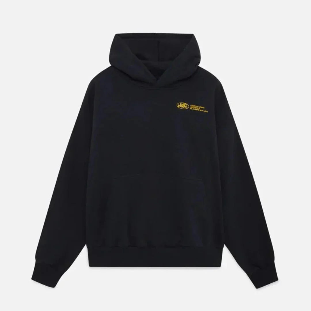 Sweater with a hood and stylish "with love" logo on the back 8