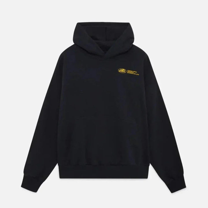 Sweater with a hood and stylish "with love" logo on the back 8