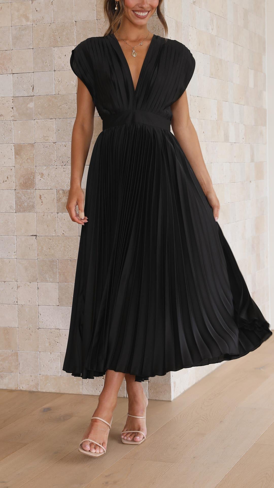 Women's Soft Pleated Occasion Maxi Dress