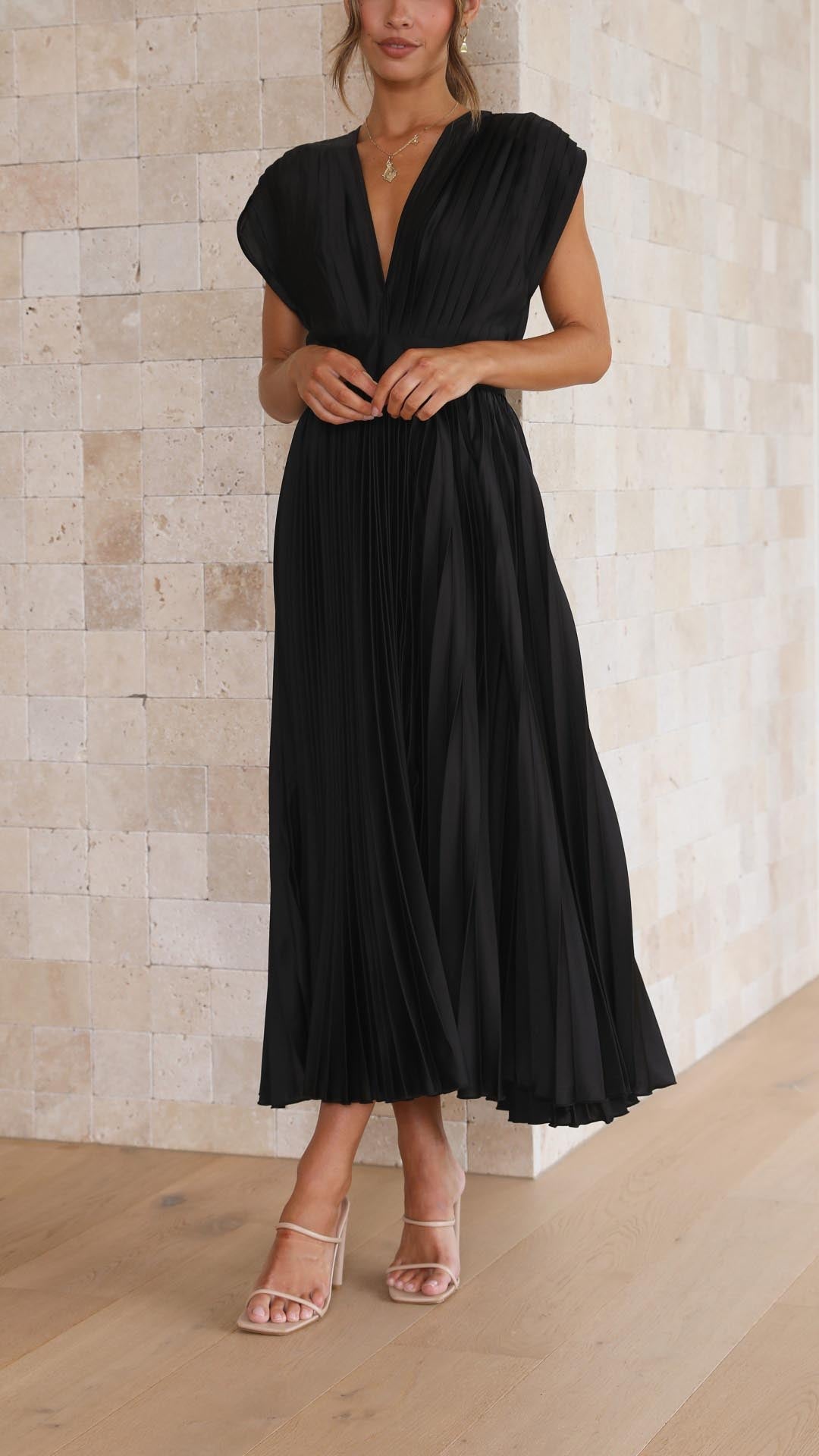 Women's Soft Pleated Occasion Maxi Dress