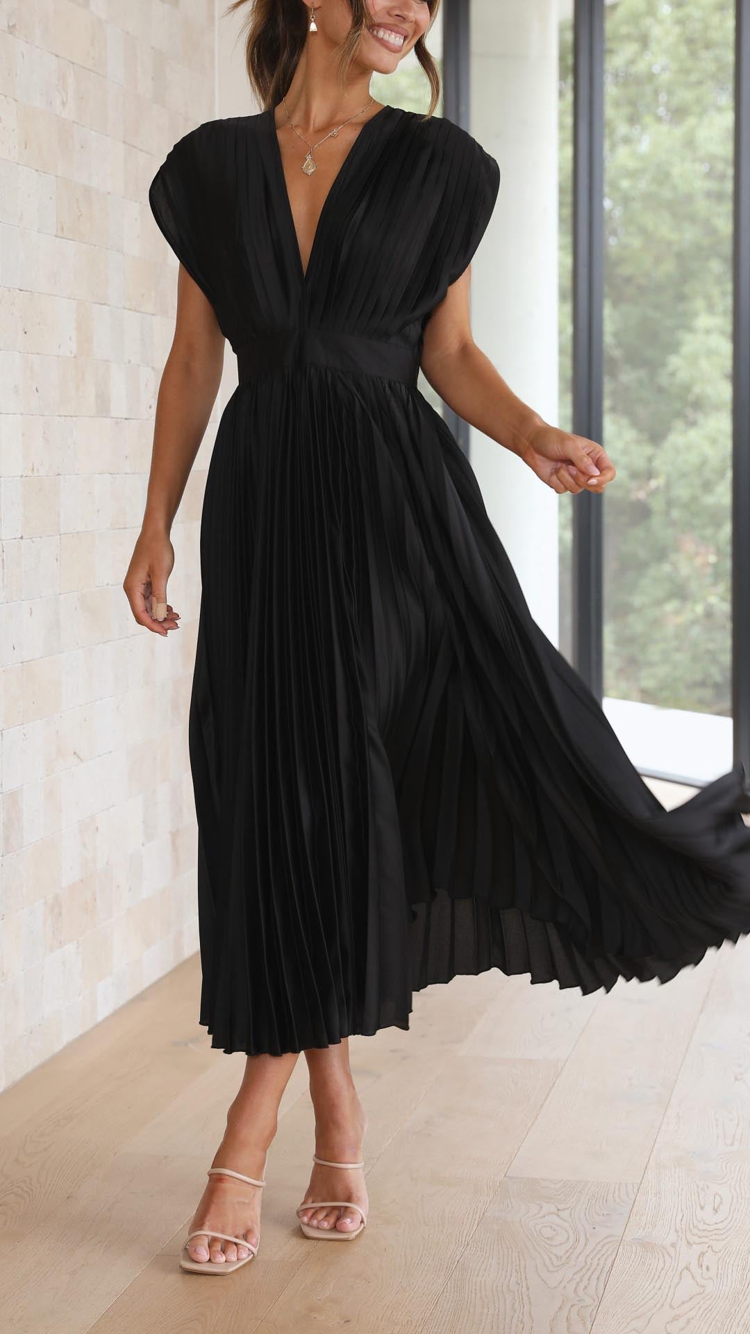Women's Soft Pleated Occasion Maxi Dress