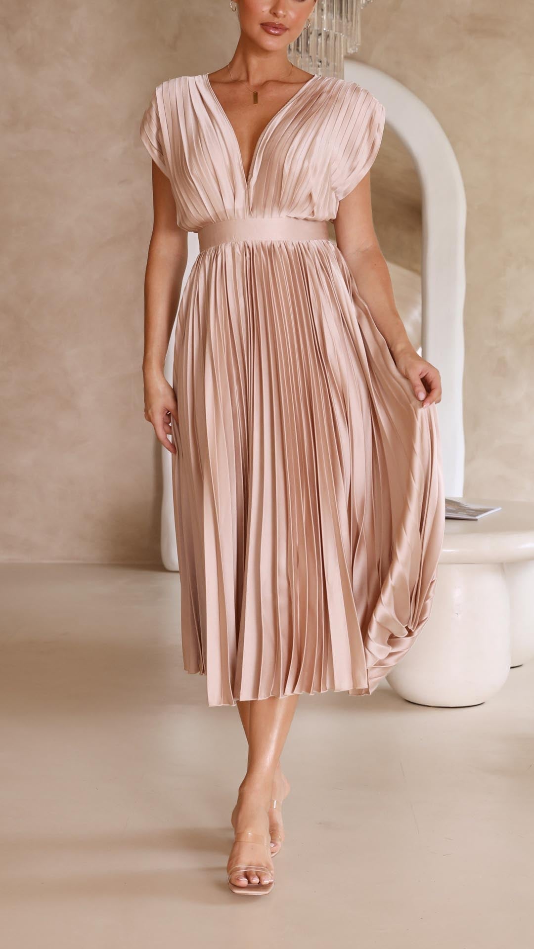 Women's Soft Pleated Occasion Maxi Dress