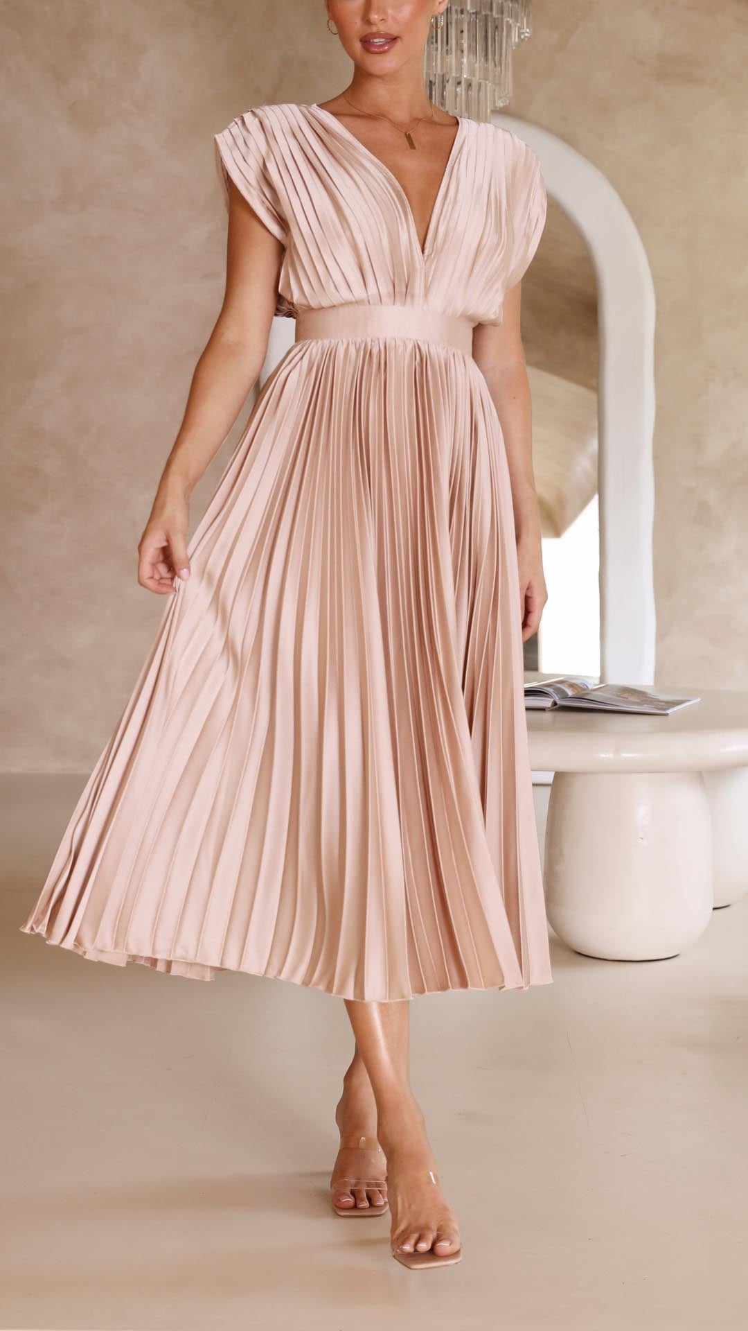 Women's Soft Pleated Occasion Maxi Dress