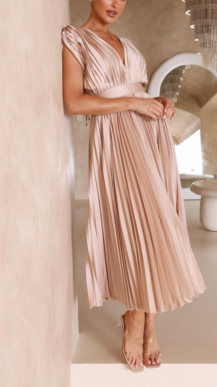 Women's Soft Pleated Occasion Maxi Dress