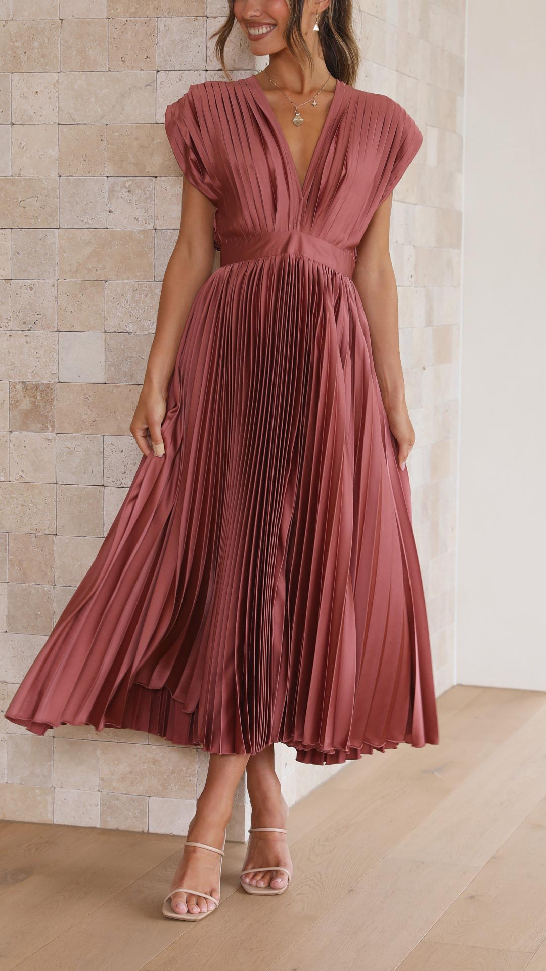 Women's Soft Pleated Occasion Maxi Dress