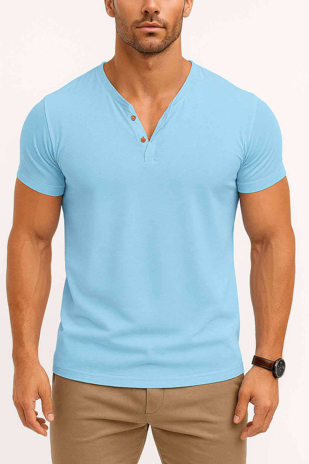 Men’s Short Sleeve V-Neck Shirt | Casual Slim Fit