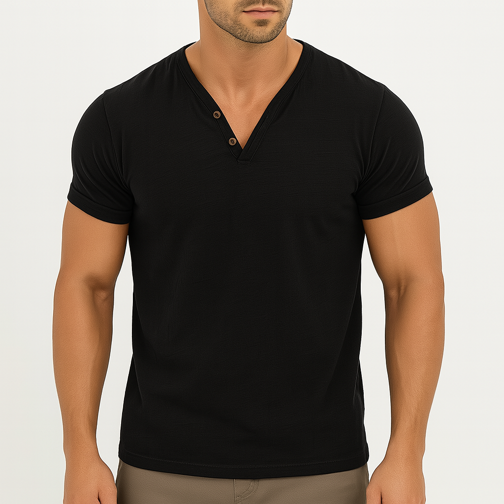 Men’s Short Sleeve V-Neck Shirt | Casual Slim Fit