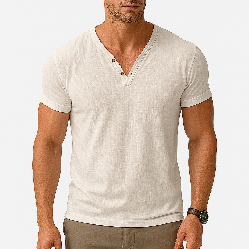 Men’s Short Sleeve V-Neck Shirt | Casual Slim Fit