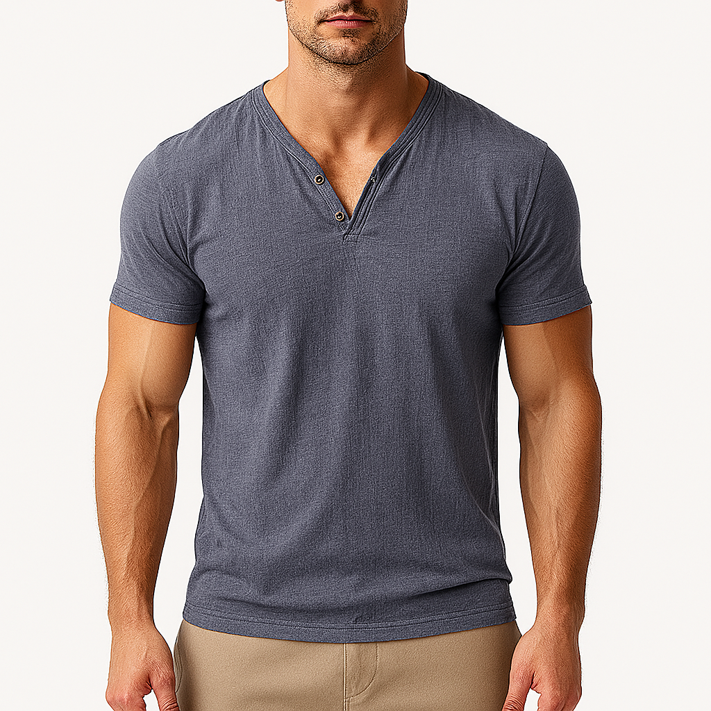 Men’s Short Sleeve V-Neck Shirt | Casual Slim Fit