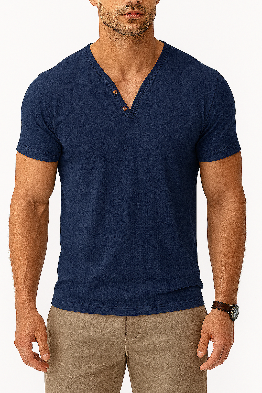 Men’s Short Sleeve V-Neck Shirt | Casual Slim Fit