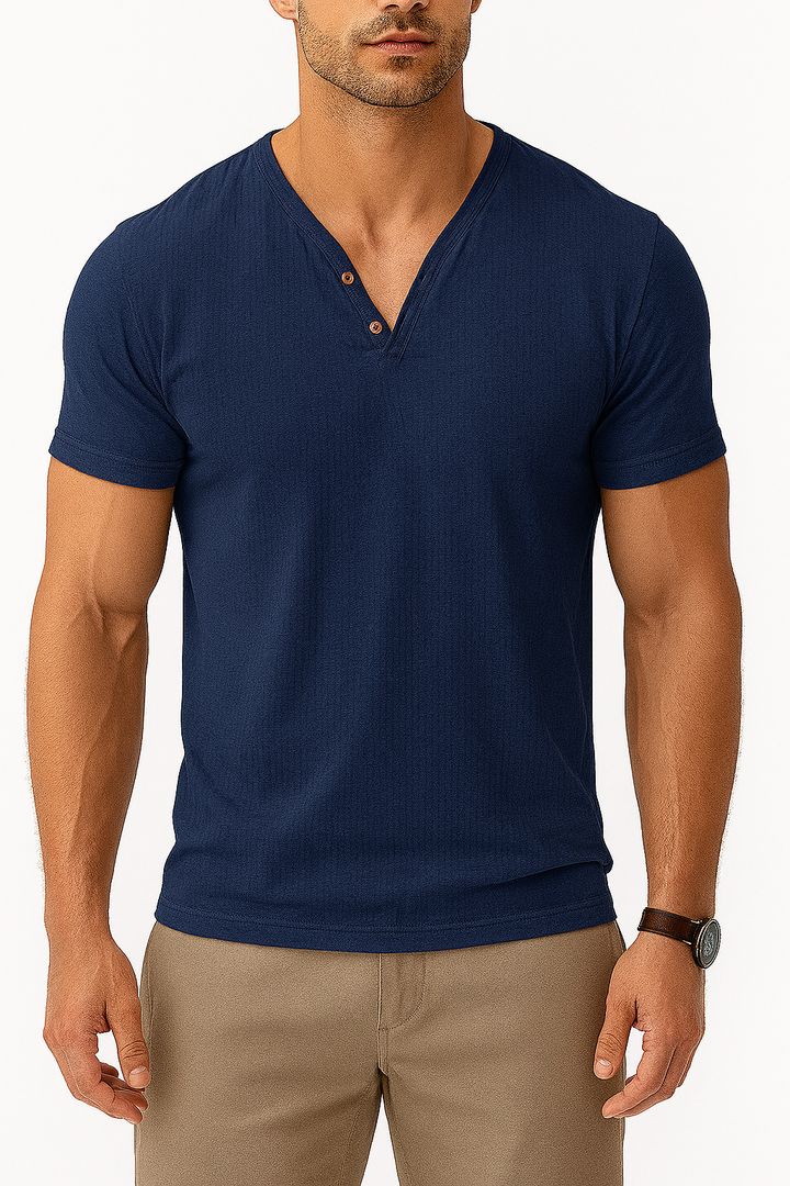 Men’s Short Sleeve V-Neck Shirt | Casual Slim Fit