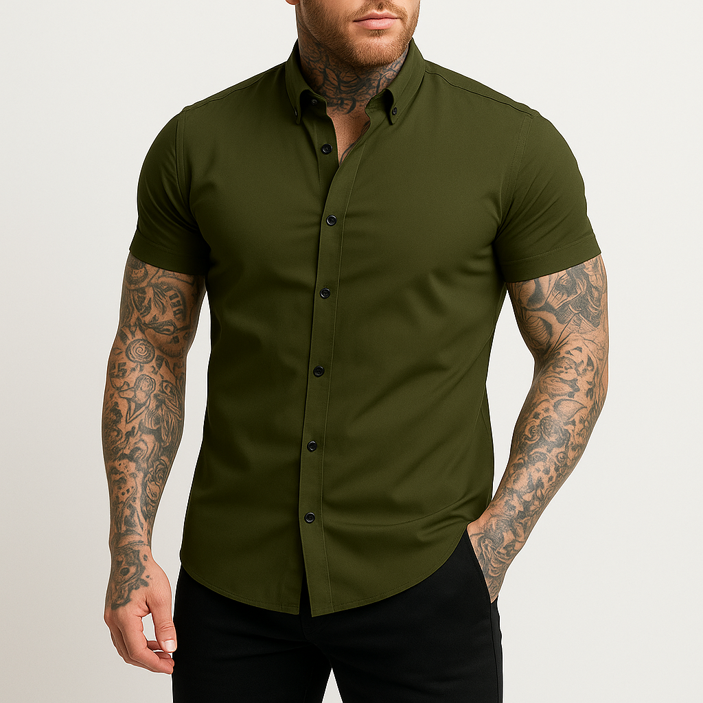 Men’s Slim Fit Short Sleeve Shirt | Casual Smart