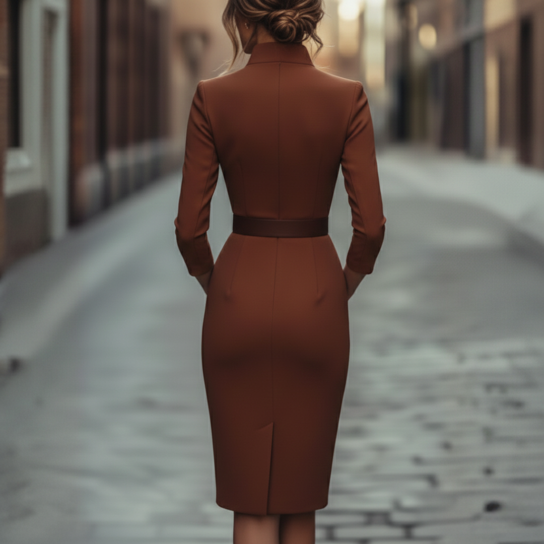 Clara | Women's Wrap Midi Dress Belted V Neck