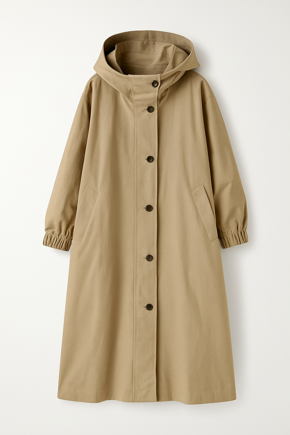 Trenchcoat women long with hood button closure in colors 1