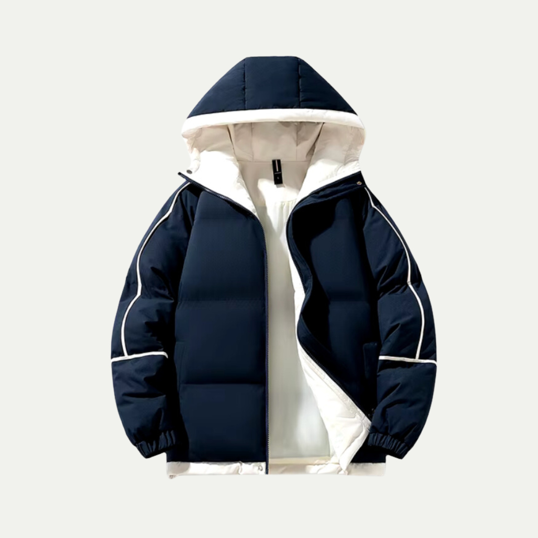 Hooded Puffer Parka with Clean Silhouette for Men