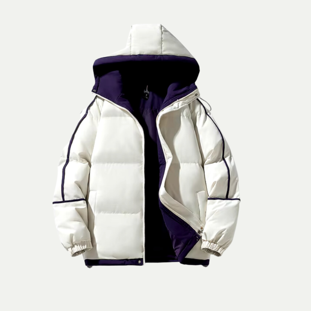 Hooded Puffer Parka with Clean Silhouette for Men