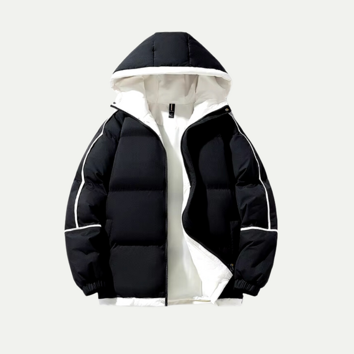 Hooded Puffer Parka with Clean Silhouette for Men