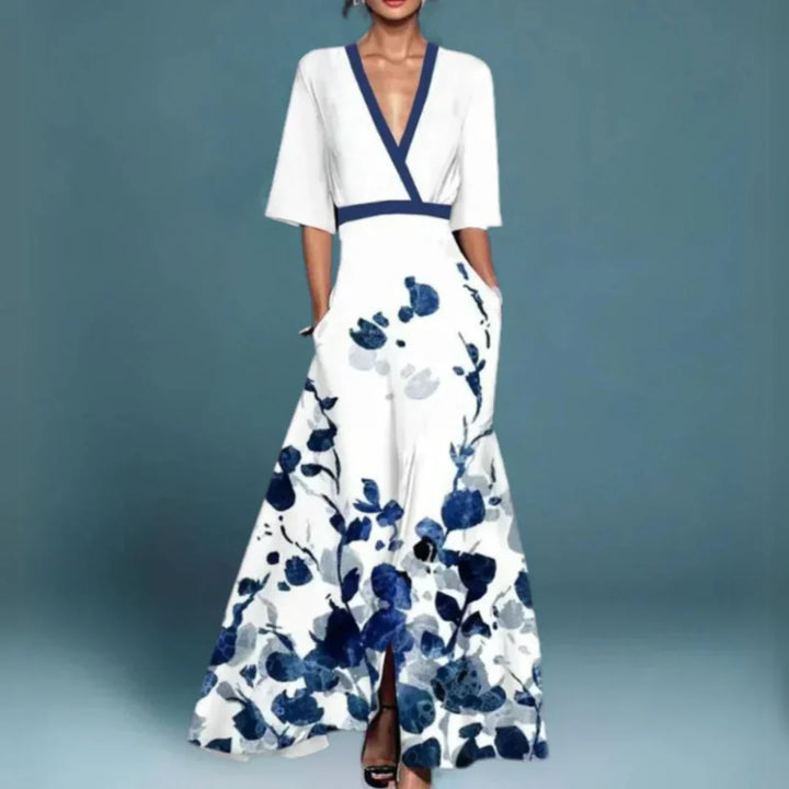 Women's Floral Maxi Dress V Neck