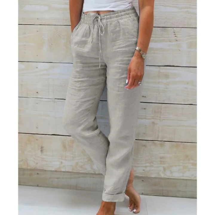 Cropped Drawstring Trousers with Straight Leg for Women