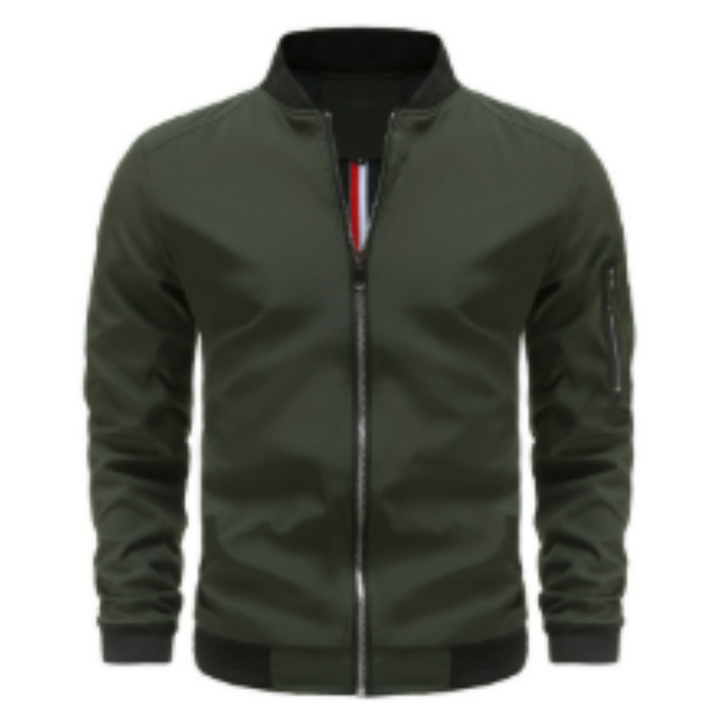 Classic Bomber Jacket with Zip Front and Clean Silhouette for Men