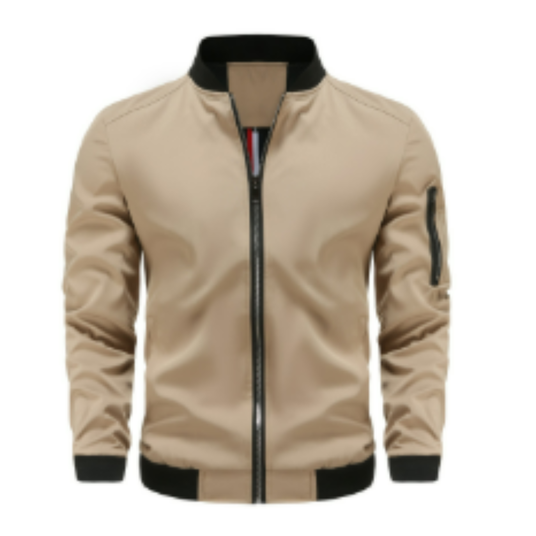 Classic Bomber Jacket with Zip Front and Clean Silhouette for Men