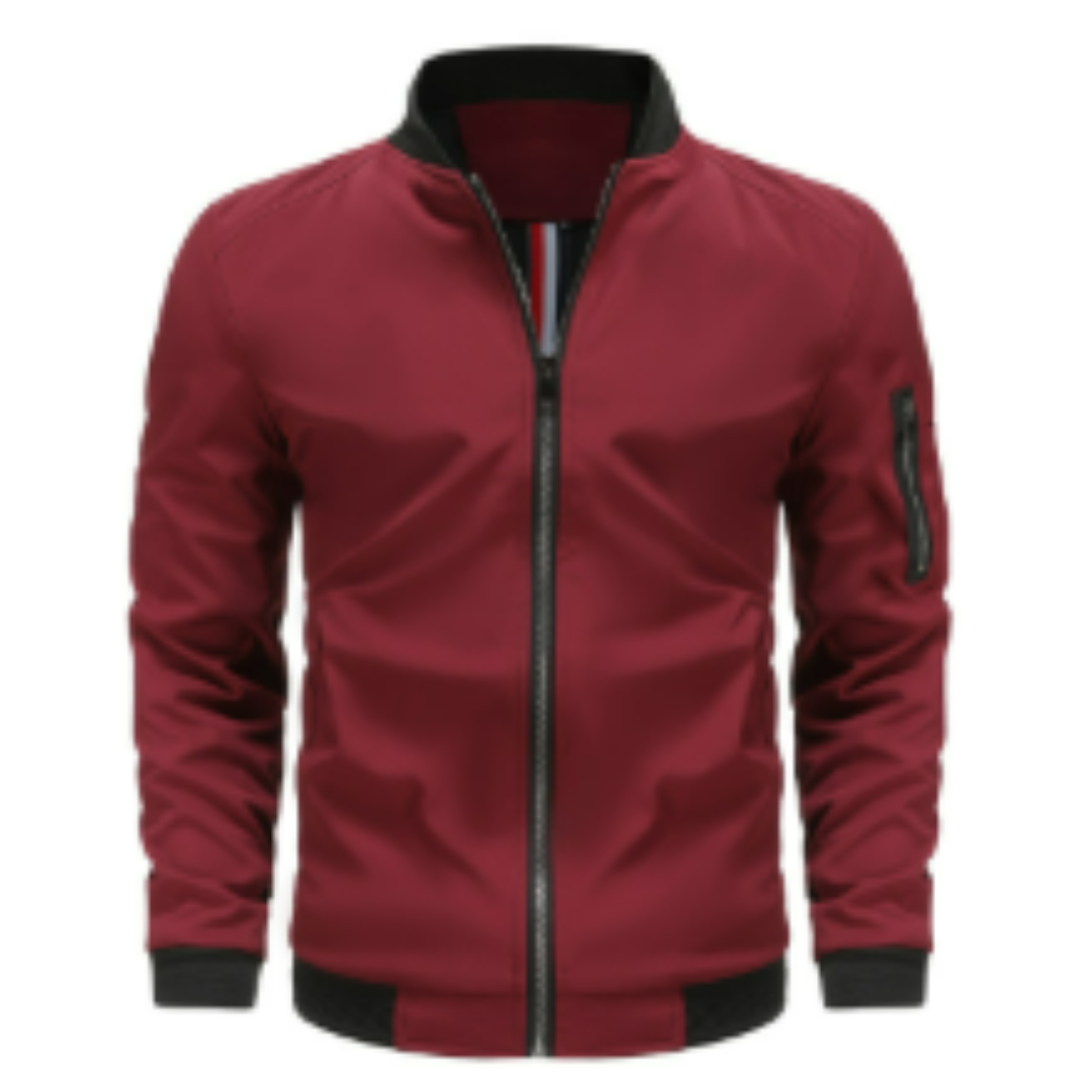 Classic Bomber Jacket with Zip Front and Clean Silhouette for Men
