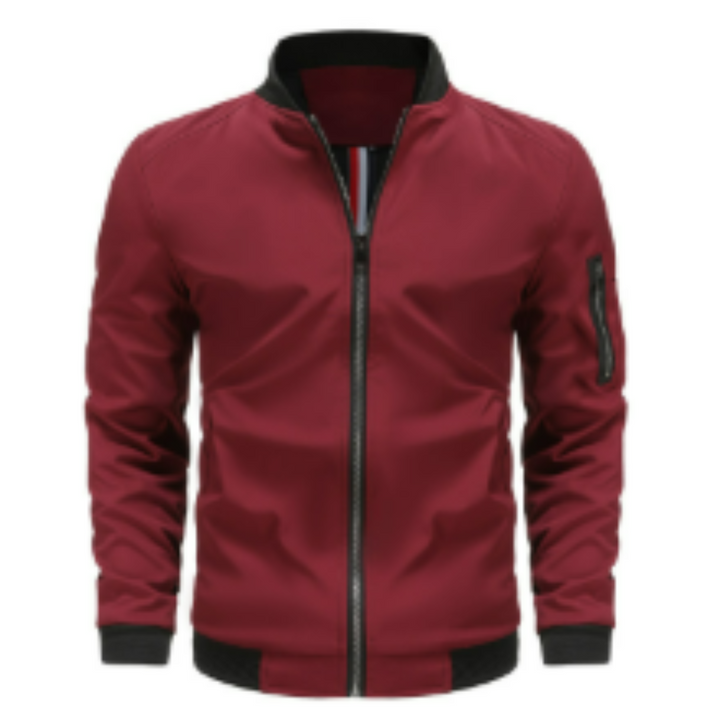 Classic Bomber Jacket with Zip Front and Clean Silhouette for Men