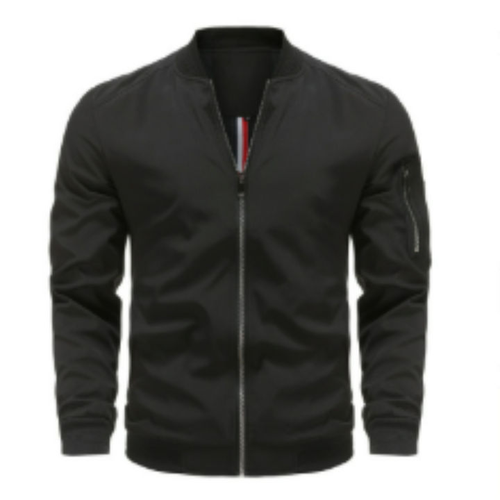 Classic Bomber Jacket with Zip Front and Clean Silhouette for Men