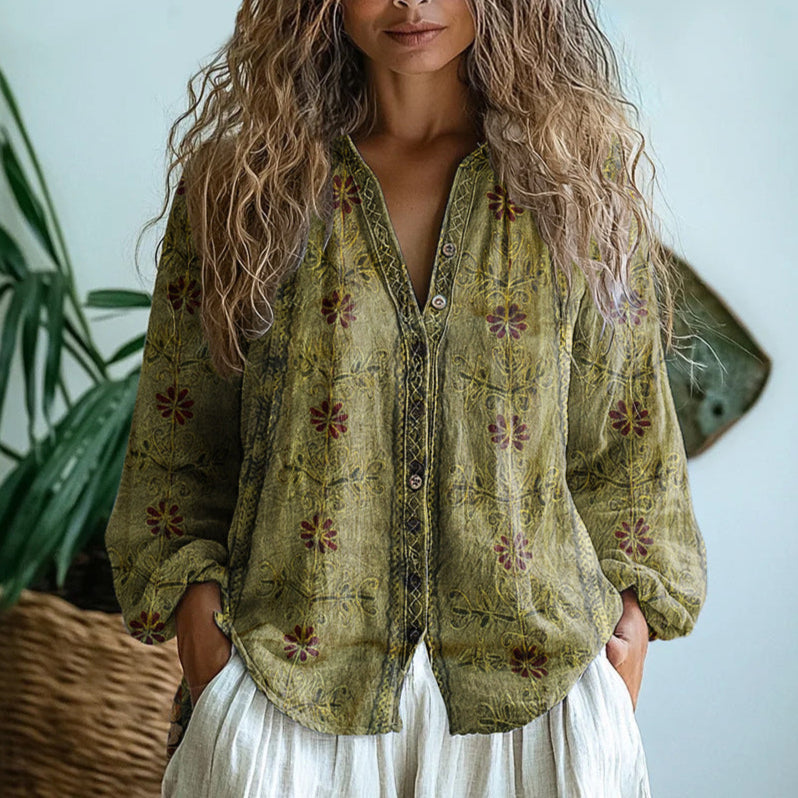 Women's Nature Print Relaxed Blouse
