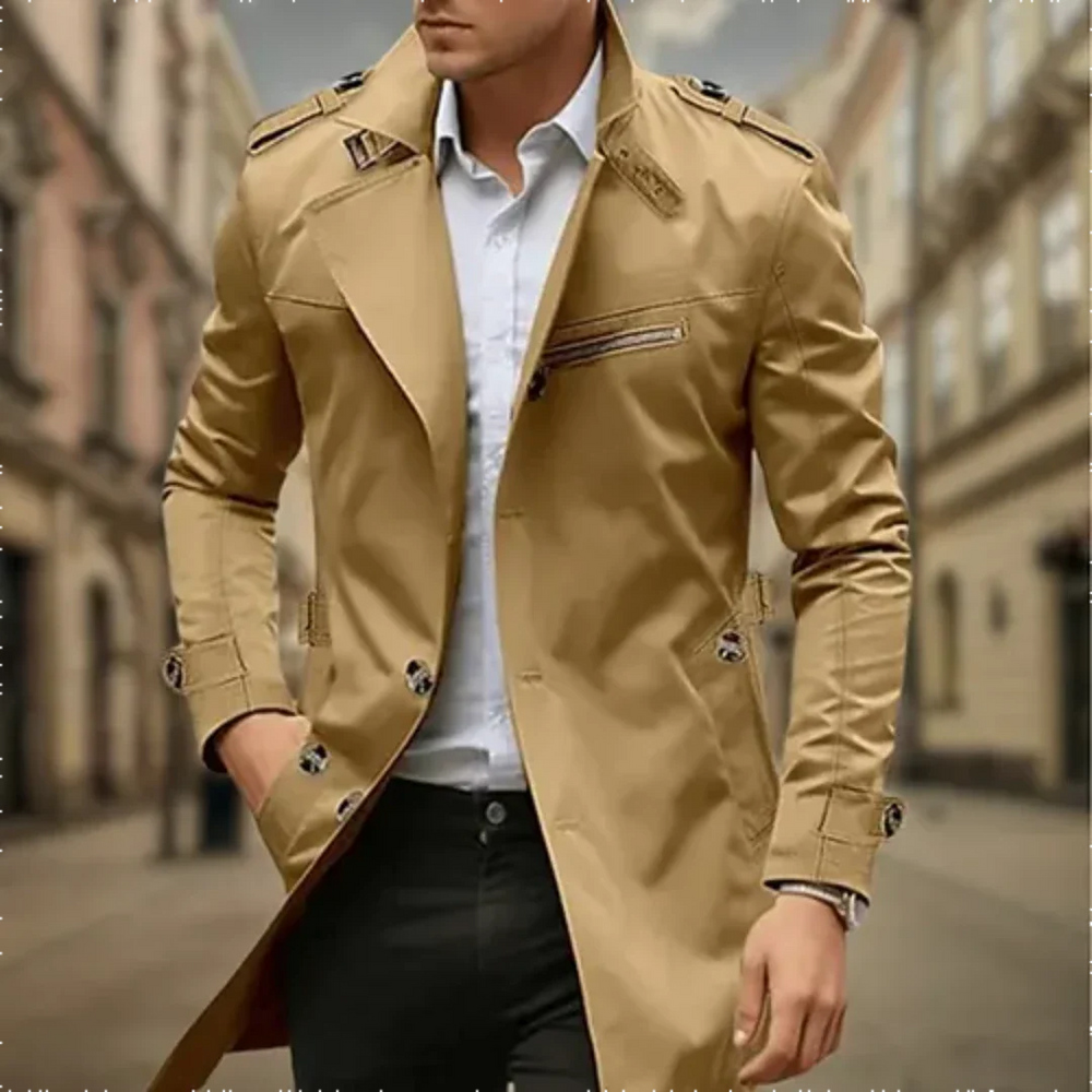 Waterproof trench coat for men | Two -row 1