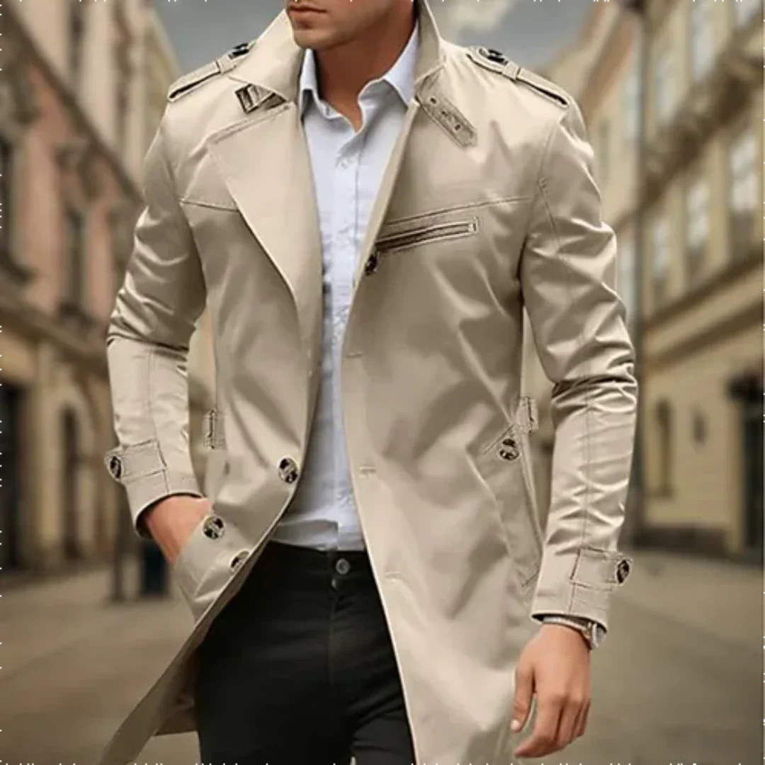 Waterproof trench coat for men | Two -row 2