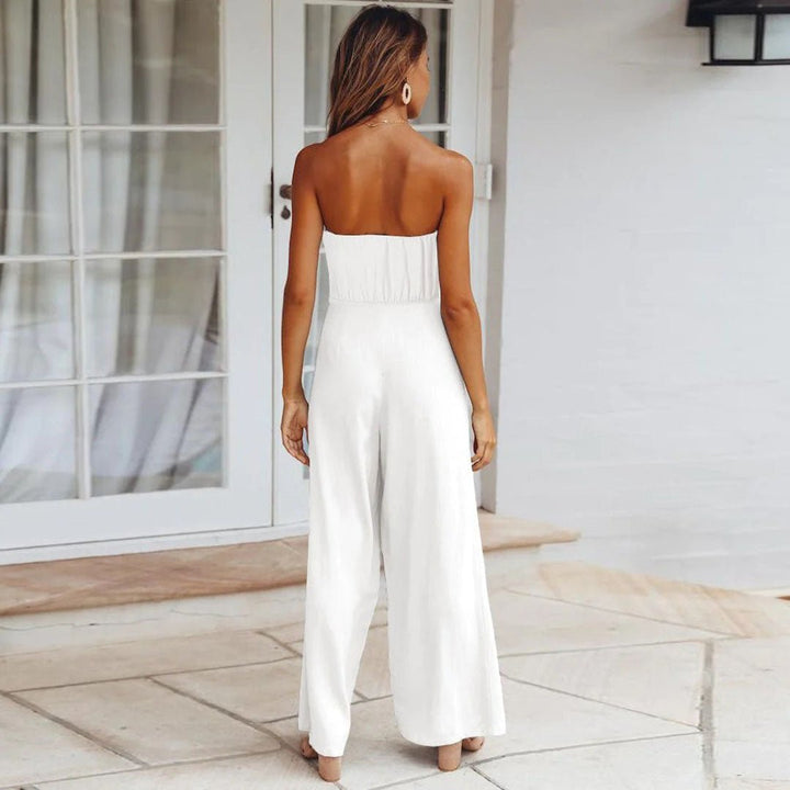 Women's Strapless Wide Leg Jumpsuit
