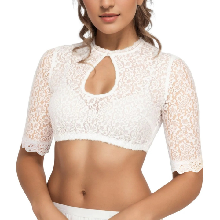 White Oktoberfest dirndl blouse for women 2