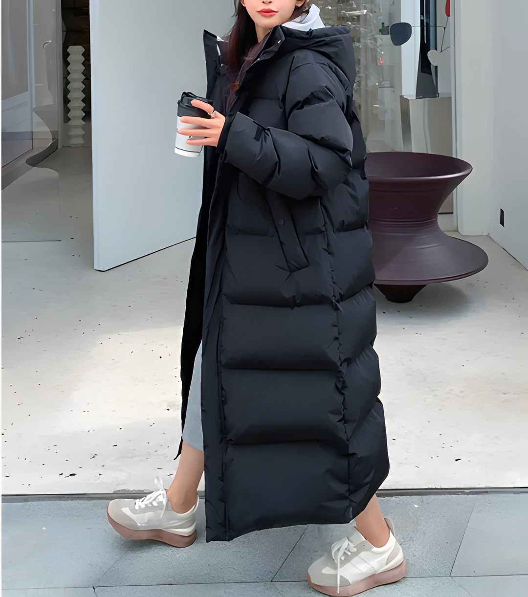 Windproof long down jacket 1