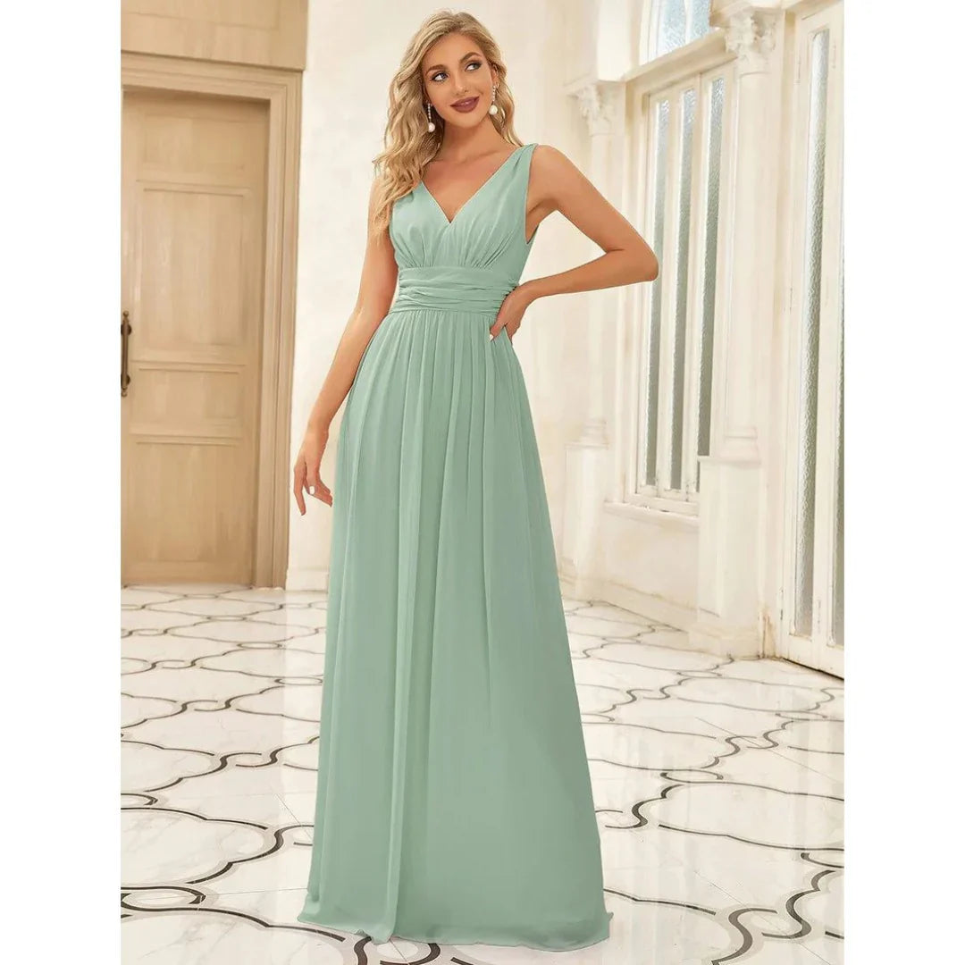 Women Elegant Small Mountains Dress with V-neck | Maxi 0