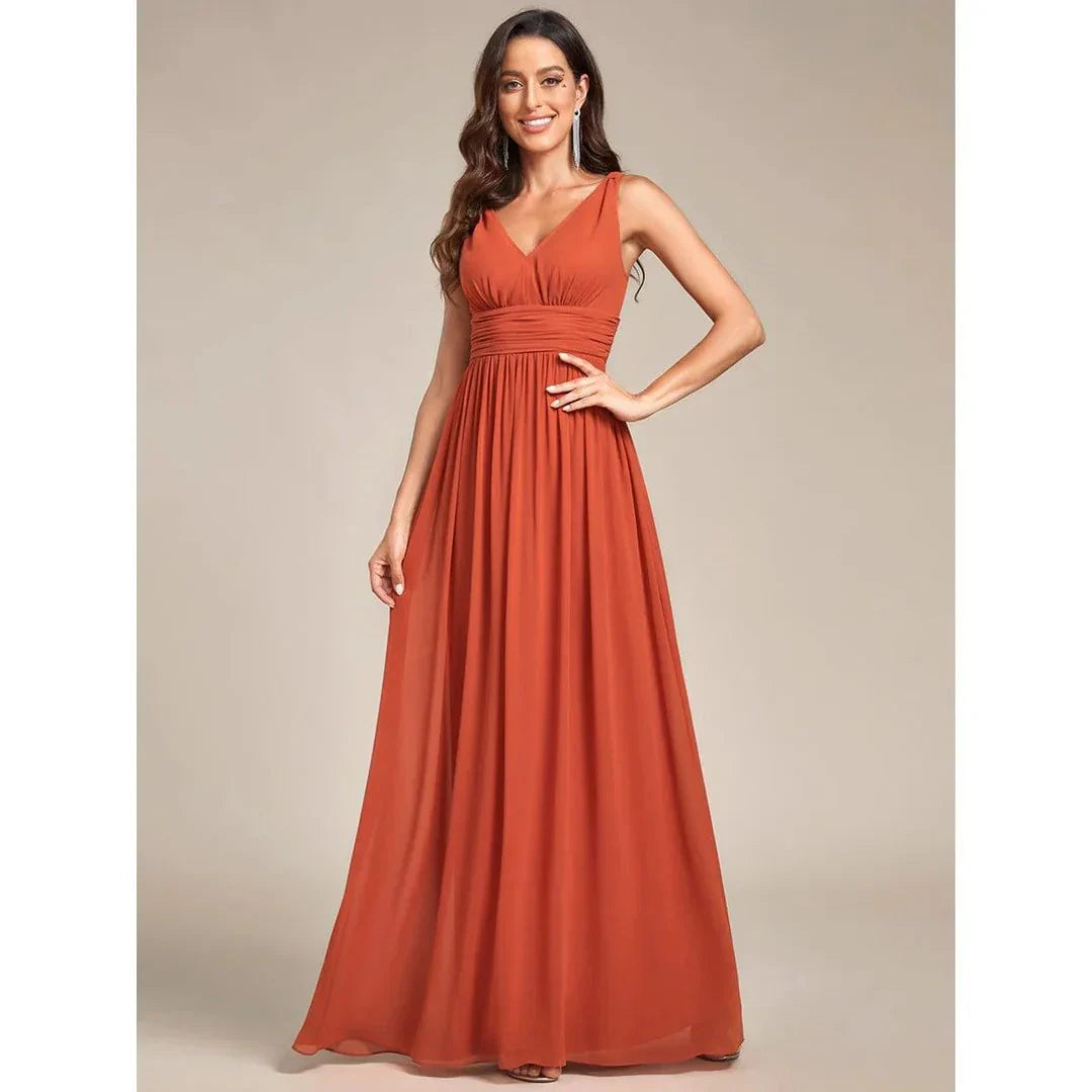 Women Elegant Small Mountains Dress with V-neck | Maxi 2