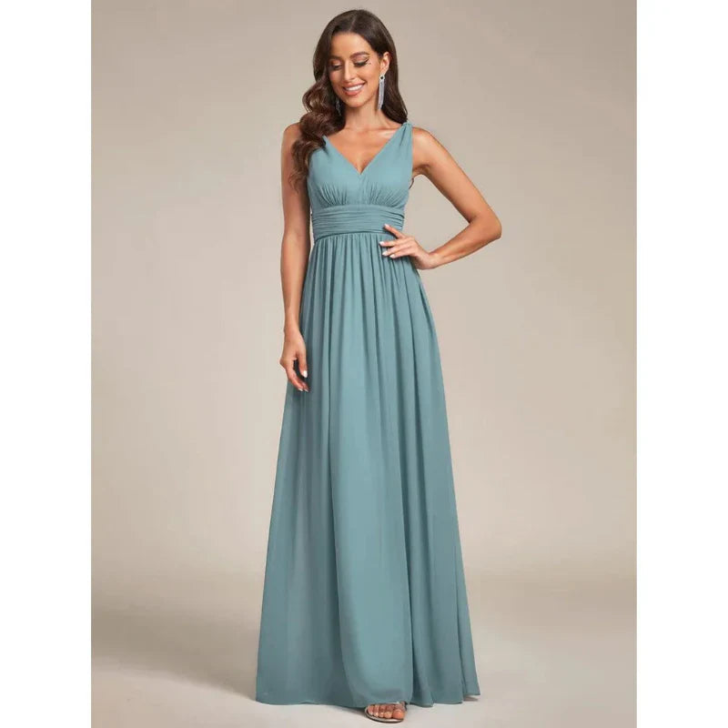 Women Elegant Small Mountains Dress with V-neck | Maxi 4