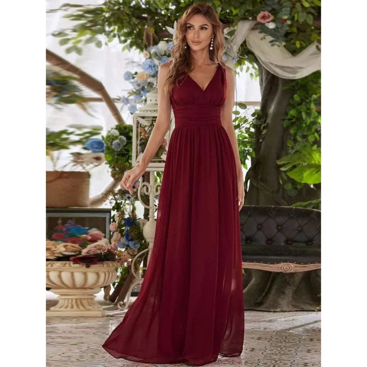 Women Elegant Small Mountains Dress with V-neck | Maxi 6