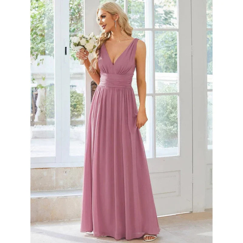 Women Elegant Small Mountains Dress with V-neck | Maxi 7
