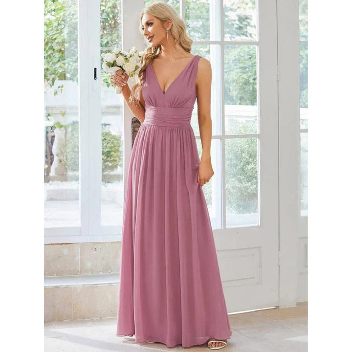 Women Elegant Small Mountains Dress with V-neck | Maxi 7