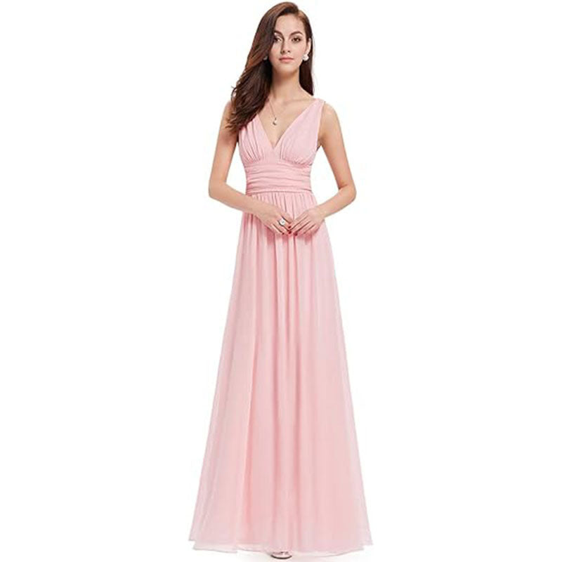 Women Elegant Small Mountains Dress with V-neck | Maxi 9